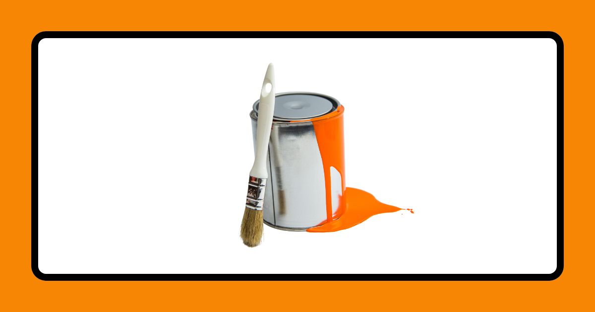 Finishing Funds: Paint A graphic with an orange border and a white background. It depicts a bucket of orange paint and a paintbrush.